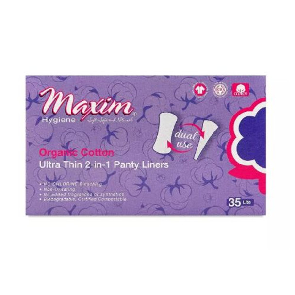 Organic Cotton Ultra Thin 2 In 1 Panty Liner Lite 35 Count By Maxim Hygiene Products