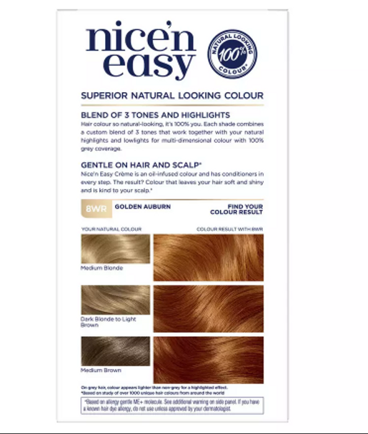 Nice'n Easy Clariol Creme Permanent Hair Dye 8WR Golden Auburn