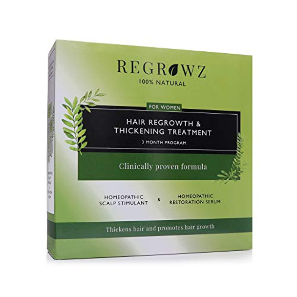 Regrowz Hair Growth & Thickening Treatment Three Months Supply Haircare Set Gift Set : Scalp Treatment 75ml - Serum 75ml - Comb