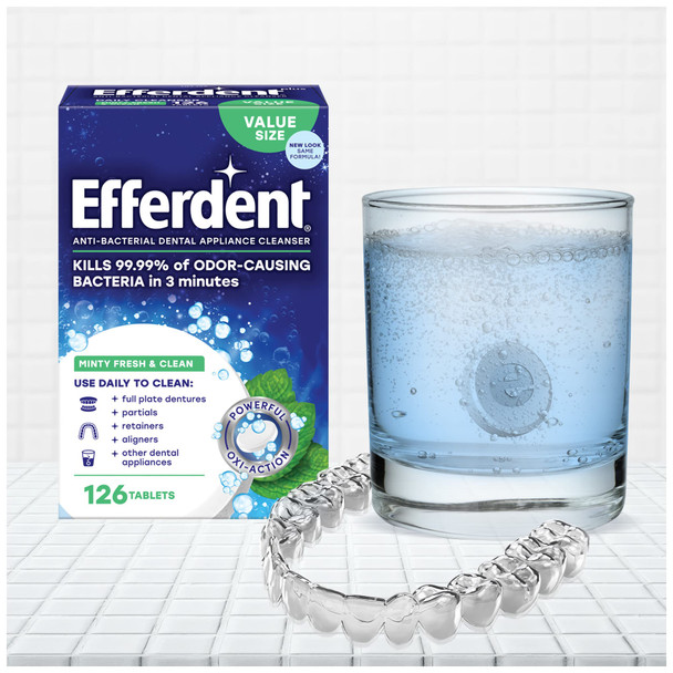 Efferdent Anti-Bacterial Denture Cleanser 126 Tabs By Efferdent