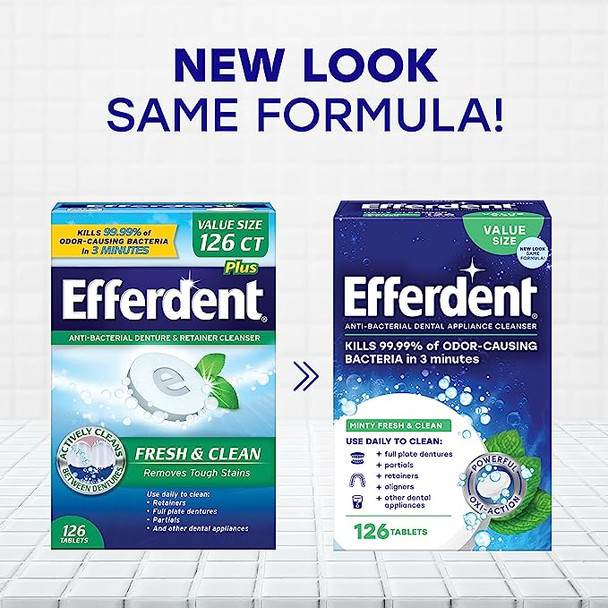 Efferdent Fresh & Clean Anti-Bacterial Denture 126 Tabs By Efferdent