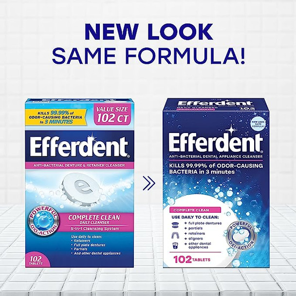 Efferdent Complete Clean Anti-Bacterial 102 Tabs By Efferdent
