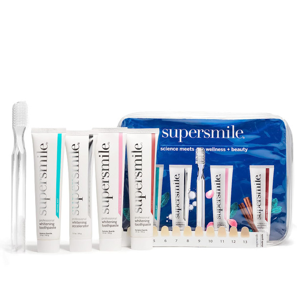 Supersmile Professional 4-Piece Flavor Sampler Kit w/ Whitening Toothpaste, Accelerator & Toothbrush