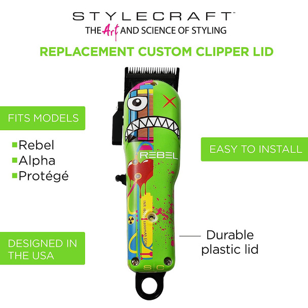 Stylecraft Replacement Radioactive Hair Clipper Lid Compatible with Rebel, Alpha, and Protégé Models