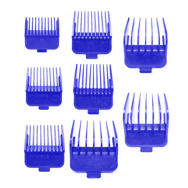 StyleCraft Professional Dub Magnetic Hair Clipper Guards from 1/16 to 3/4" Premium Neodymium Blue