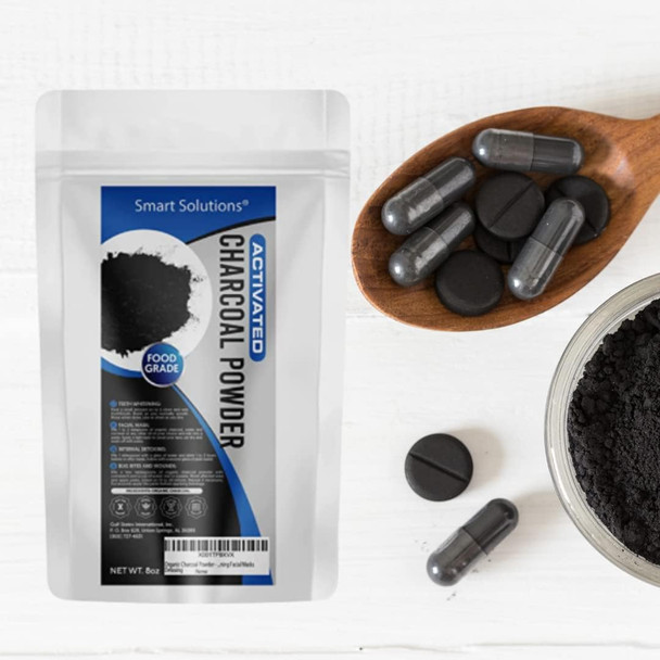 Smart Solutions Activated Charcoal Powder, 1 lb Bulk Food Grade Powder, Non-GMO, Vegan, No Fillers - 100% Pure Use for Teeth Whitening, Facial Masks, Detoxing