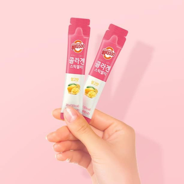 KWANGDONG Vita500 Mango Collagen Peptides Stick Jelly, with Vitamin C, to Support Skin, Hair, Nails and Joints, Marine Collagen, Convenient Daily Sticks