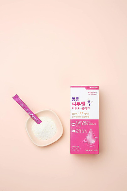 KWANGDONG 'Tok' Low-Molecule Marine Collagen, Vitamin C and Hyaluronic Acid, Known to Hydrate and Tighten Dry Aging Skin, Marine Collagen to Help Hair, Skin, Nails, and Joints, Daily Sticks 30 Pack