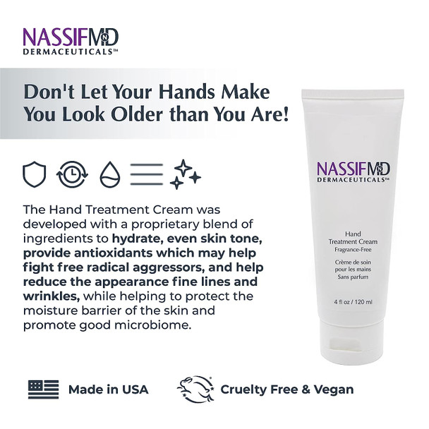 NassifMD Hand Treatment Cream | Anti Aging Hand Cream to Hydrate & Even Skin Tone | Contains 2% Niacinamide (Vitamin B3), Vitamin C, and Revivyl