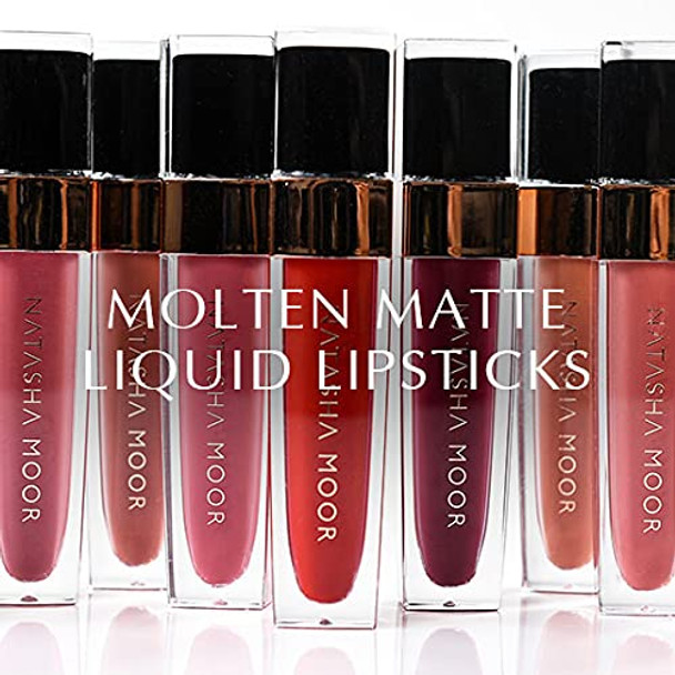 NATASHA MOOR Molten Matte Lipsticks Set of 4 - Lip Stain Long-lasting, Smudge-proof, Powerhouse Collections Cruelty Free