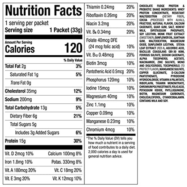 NutrisystemÂ Chocolate Fudge Turbo Protein and Probiotic Shake Mix, Meal Replacement Shake,15g of Protein, 21 Vitamins and Minerals, 25 Servings