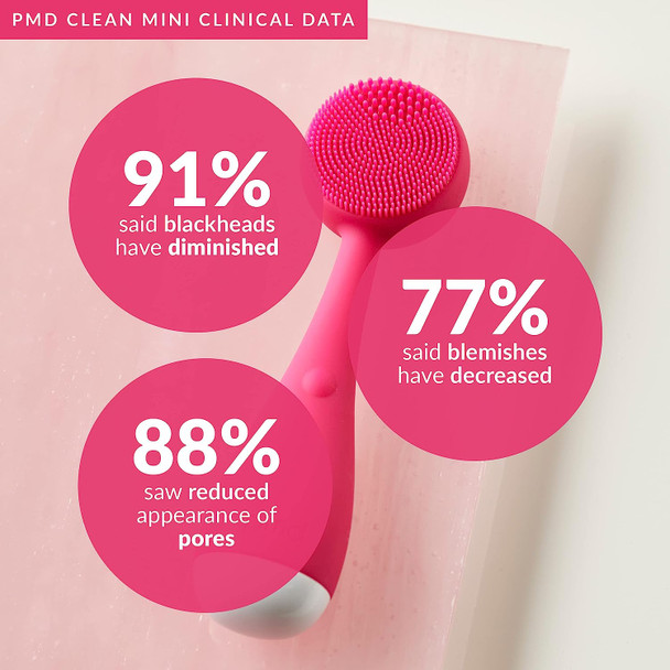 PMD Clean Mini - Smart Facial Cleansing Device with Silicone Brush & Anti-Aging Massager - Waterproof - SonicGlow Vibration Technology - Clear Pores and Blackheads - Lift, Firm, and Tone Skin