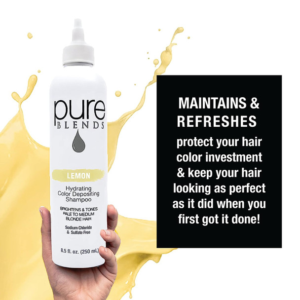 Pure Blends Hydrating Color Depositing Shampoo | Brightens and Tones Color Faded Hair | Semi Permanent Hair Dye | Prevents Color Fade | Extend Color Service on Color Treated Hair | Sulfate Free, Sodium Chloride Free, Paraben Free & Color Safe