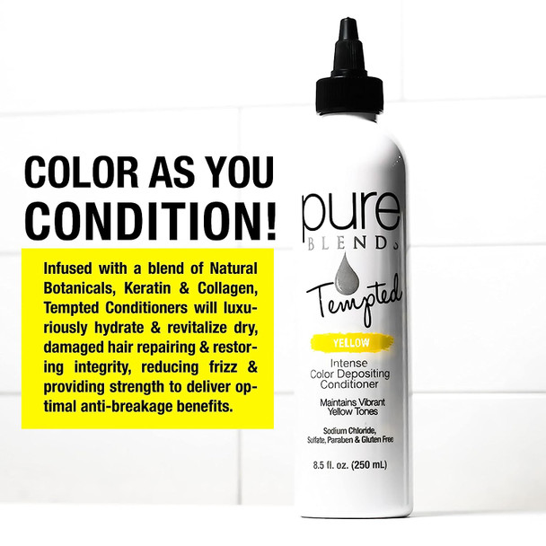 Pure Blends Tempted Intense Color Depositing Conditioner - Provides Strength, Eliminates Color Fade & Maintains Vivid Tones - Sulfate, Sodium Chloride, Paraben & Gluten Free - 8.5 Oz