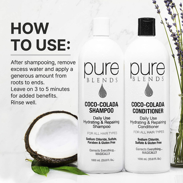 Pure Blends Coco-Colada Conditioner Daily Use Moisturizing Conditioner Neutral-No Color Conditioner For In Between Color Depositing Washes Balances Color & Repairs Dry, Damaged Hair 33.8 Oz.