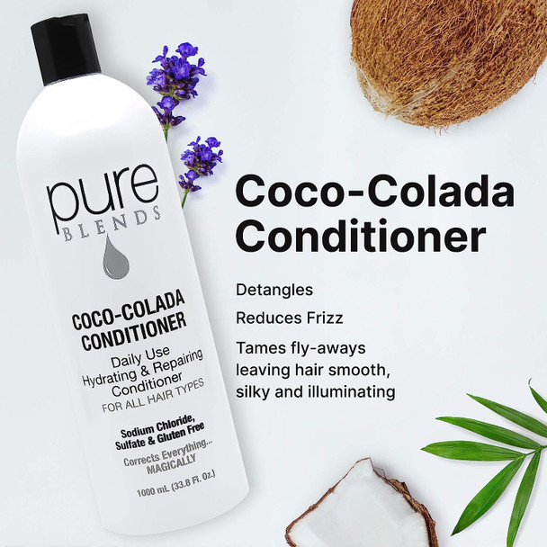 Pure Blends Coco-Colada Shampoo & Conditioner Duo | For Daily Use | Neutral-No Color Duo For In Between Color Depositing Washes | Balances Color & Repairs Dry, Damaged Hair | 33.8 Oz.