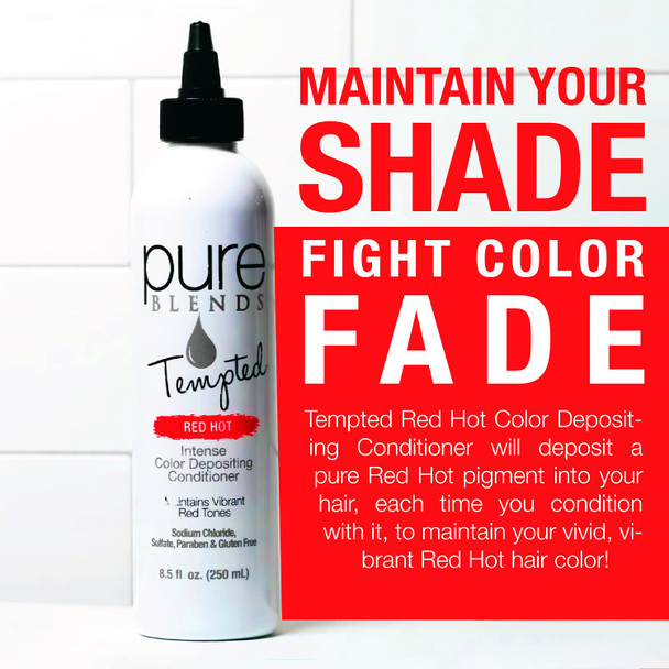 Pure Blends Red Hot Stain & Maintain Semi Permanent Hair Color Dye Kit | Vibrant & Long Lasting Hair Color | Moisturizing Color Depositing Conditioner Maintains Hair Color Further