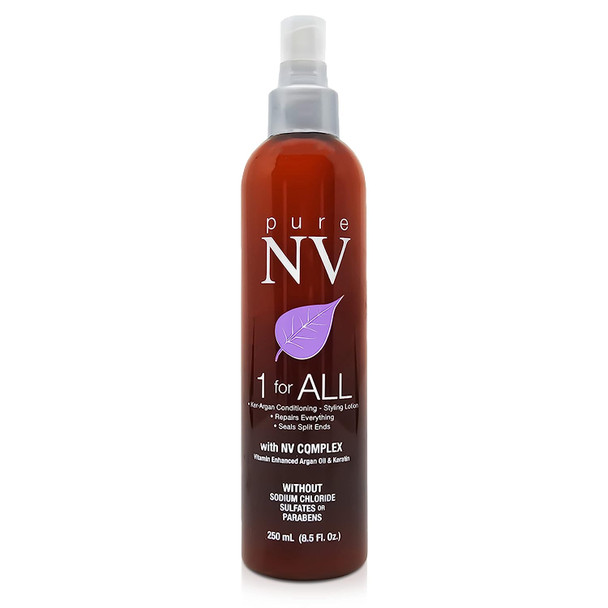 Pure Nature's Vitamins 1 for All - Infused with Natural Argan Oil, Keratin, Collagen, Vitamins & Nutrients Leave-in Conditioner & Styling Lotion - Sulfate, Sodium Chloride, Paraben Free - 8.5 Oz