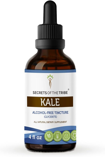 Secrets of the Tribe Kale Tincture Alcohol-Free Extract, Wildcrafted Kale (Brassica oleracea VAR Acephala) Dried Leaf (4 Fl Oz)