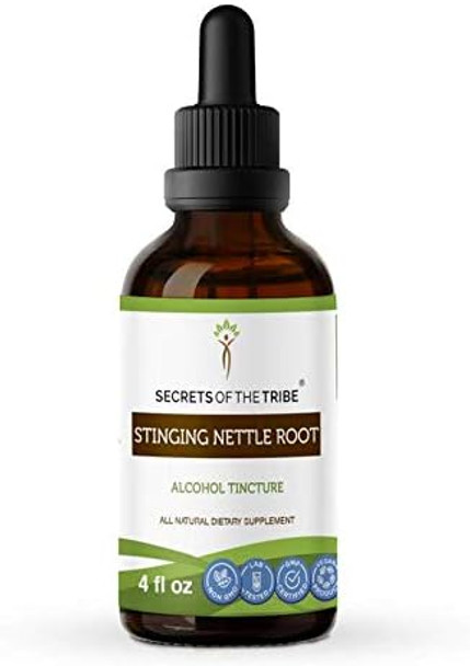Secrets of the Tribe -Stinging Nettle Root Tincture Alcohol Extract, Stinging Nettle (Urtica Dioica) Dried Root 4 OZ