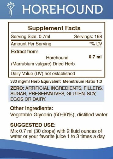 Secrets of the Tribe Horehound Tincture Alcohol-Free Liquid Extract, Horehound (Marrubium vulgare) Dried Herb (4 FL OZ)