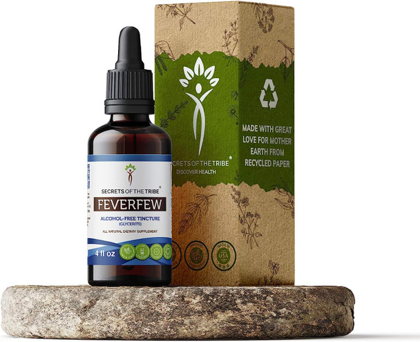 Secrets of the Tribe Feverfew Tincture Alcohol-Free Liquid Extract, Feverfew (Tanacetum parthenium) Dried Herb (4 FL OZ)