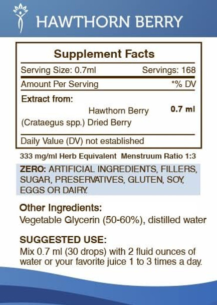 Secrets of the Tribe Hawthorn Berry Tincture Alcohol-Free Extract, Hawthorn Berry (Crataegus spp.) Dried Berry 4 oz