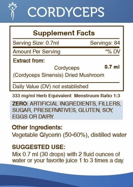 Secrets of the Tribe Cordyceps Tincture Alcohol-Free Extract, Cordyceps Cordyceps Sinensis Vitality and Stamina 2 oz