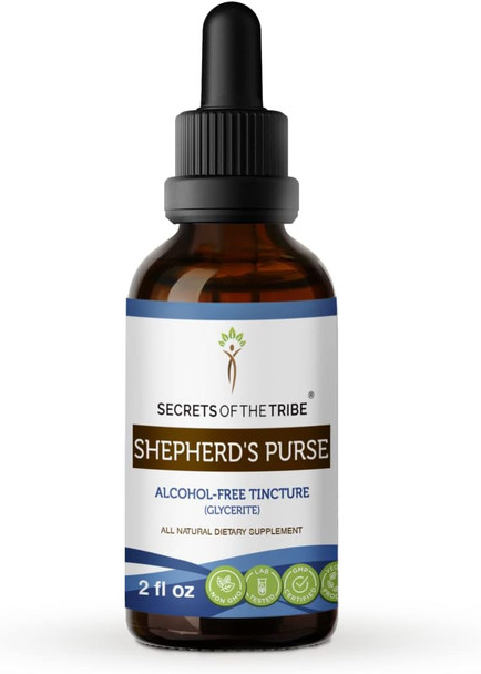 Secrets of the Tribe Shepherd's Purse Alcohol-Free Liquid Extract, Shepherd's Purse (Capsella Bursa-Pastoris) Dried Herb (2 FL OZ)