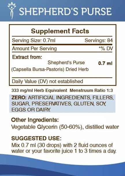 Secrets of the Tribe Shepherd's Purse Alcohol-Free Liquid Extract, Shepherd's Purse (Capsella Bursa-Pastoris) Dried Herb (2 FL OZ)