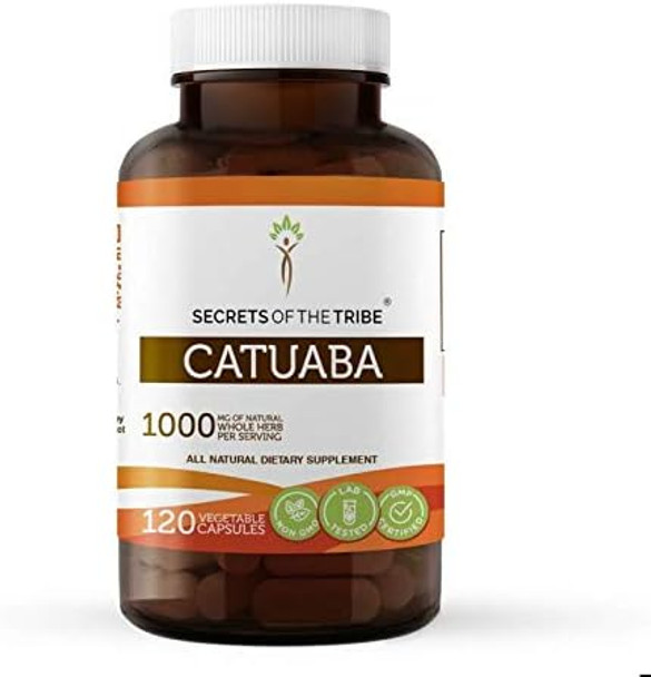 Secrets of the Tribe Catuaba 120 Capsules, 1000 mg, Wildcrafted Catuaba (Erythroxylum catuaba) Dried Bark (120 Capsules)