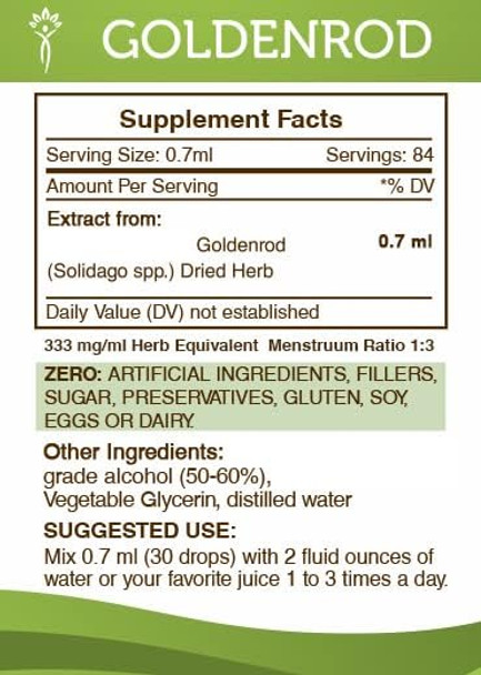 Secrets of the Tribe Goldenrod Tincture Alcohol Extract, High-Potency Herbal Drops, Tincture Made from Goldenrod (Solidago spp.) Dried Herb 2 oz