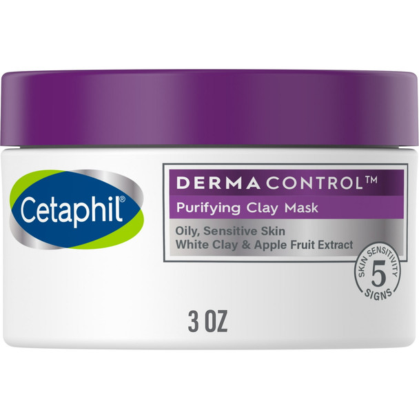 Cetaphil Pro Dermacontrol Purifying Clay Mask With Bentonite Clay for Oily, Sensitive Skin, 3 Oz Jar
