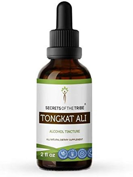 Secrets of the Tribe Tongkat Ali Alcohol Tincture Liquid Extract, Wildcrafted Tongkat Ali (Eurycoma Longifolia) Dried Root Tincture Supplement (2 fl oz)