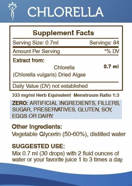 Secrets of the Tribe Chlorella Tincture Alcohol-Free Extract, High-Potency Herbal Drops, Tincture Made from Chlorella (Chlorella vulgaris) Dried Algae 2 oz