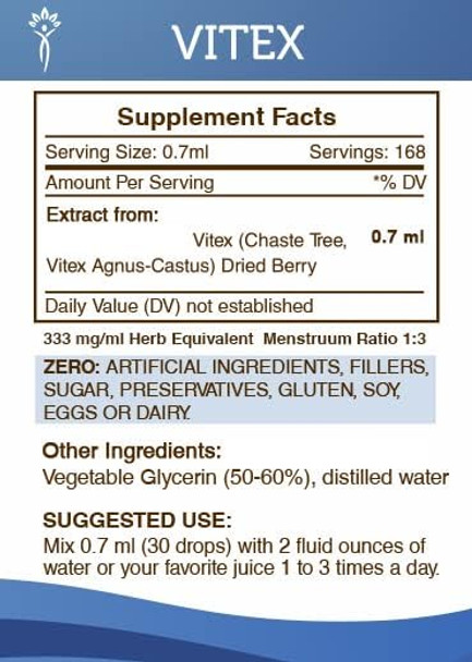 Secrets of the Tribe Vitex Tincture Alcohol-Free Extract, Vitex (Chaste Tree, Vitex Agnus-Castus) Dried Berry Tincture Supplement (4 FL OZ)