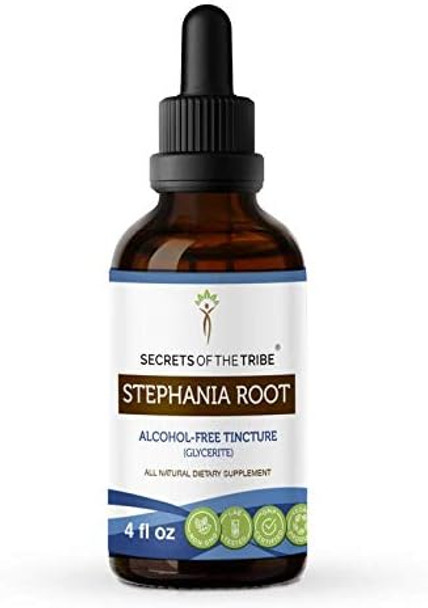 Secrets of the Tribe Stephania Root Tincture Alcohol-Free Extract, Wildcrafted Stephania Root (Stephania Tetrandra) Dried Root Tincture Supplement (4 Fl Oz)