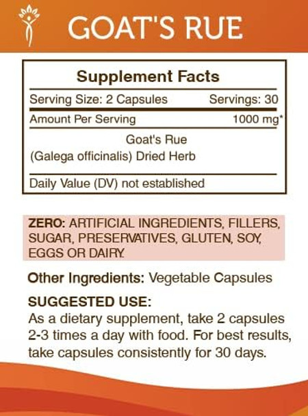 Secrets of the Tribe Goat's Rue 60 Capsules, Made with Vegetable Capsules and Goat's Rue (Galega officinalis) Dried Herb (60 Capsules)
