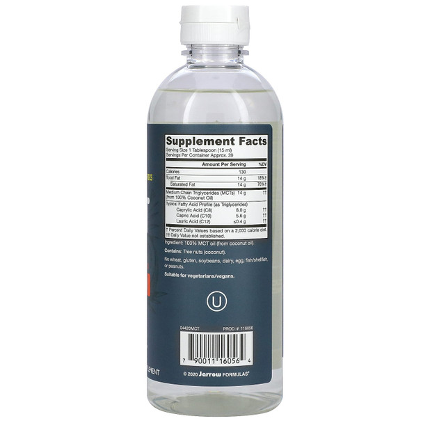 Jarrow Formulas MCT Oil, Unflavored, 20 fl oz (591 ml)