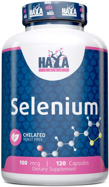 Haya Labs Selenium Chelated Yeast Free, 100mcg - 120 caps