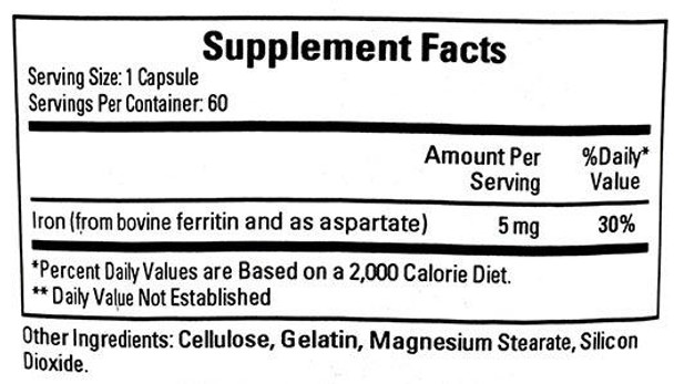 Ecological Formulas/Cardiovascular Research Ferritin  60 Capsules