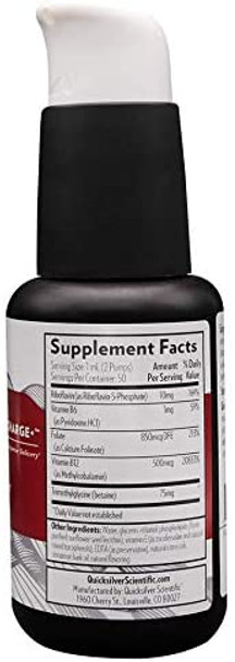 Quicksilver Scientific Methyl Charge+ - Methylation, Liver, Detox + Energy Support - Folate, Vitamin B12, B6 + TMG Supplement - Vegan B Vitamins - Liposomal Form for Improved Absorption (1.7oz / 50ml)