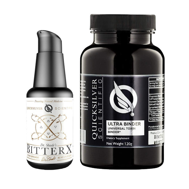 Quicksilver Scientific Natural Detox Set with BitterX Liquid Bitters (1.7 fl oz) + Ultra Binder Detox Powder (120g) - Digestion, Liver + Detox Support (2 Products)