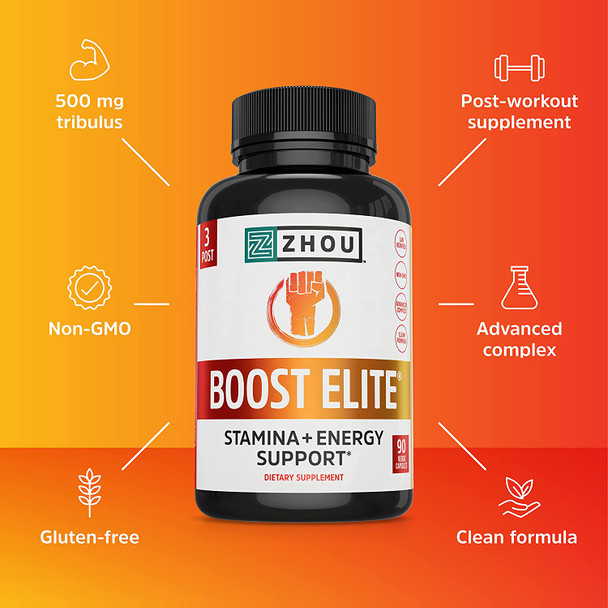 Zhou Boost Elite, Formulated To Increase Stamina & Energy Support, 30 Servings, 90 Veggie Caps