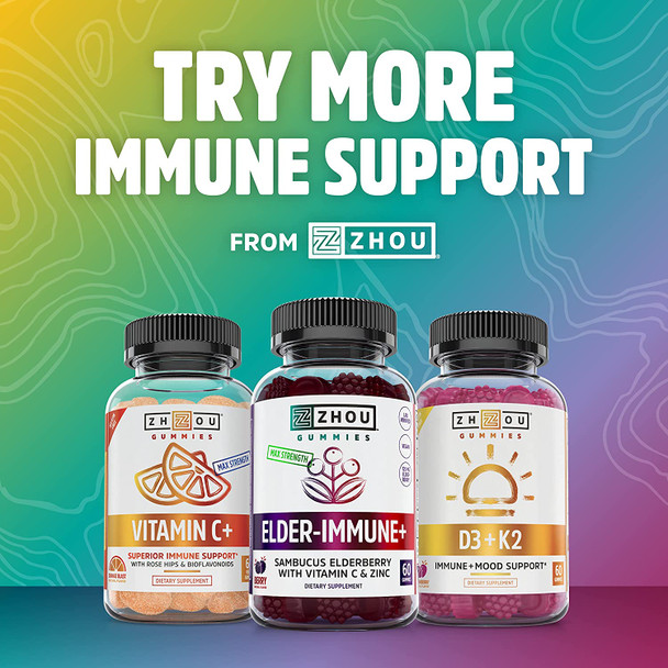 Zhou Nutrition Daily Boost Multivitamin with Probiotic, Zinc, Vitamin C, D3, B Complex for Immune Support, Energy and Digestive Health | Vegan, Gluten Free, Soy Free | 30 Servings Zhou Nutrition Daily Boost Multivitamin with Probiotic, Zinc, Vitamin C, D3, B Complex for Immune Support, Energy and Digestive Health | Vegan, Gluten Free, Soy Free | 30 Servings