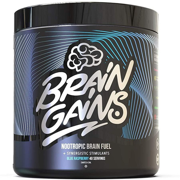 Brain Gains Nootropic Brain Fuel Switch-On Black Edition, Blue Raspberry - 300g