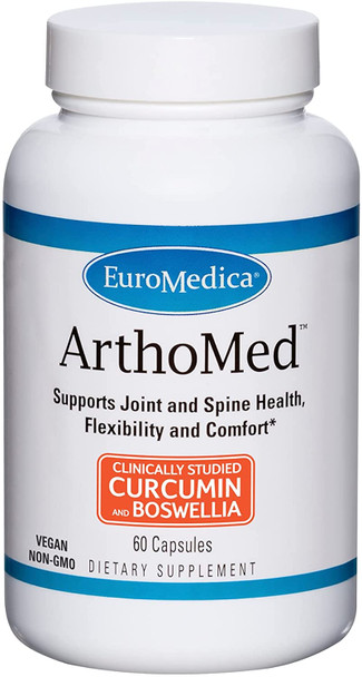 Euromedica Arthomed - 60 Capsules - Clinically-Studied Boswellia & Curcumin, Devil’S Claw - Joint & Spine Health, Cartilage Formation, Flexibility, Comfort - 30 Servings