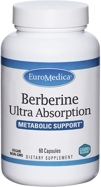 Euromedica Berberine Ultra Absorb - 60 Capsules - Supports Healthy Cholesterol, Triglyceride Levels & Metabolic Health - Superior Absorption - Vegan, Non-Gmo - 60 Servings