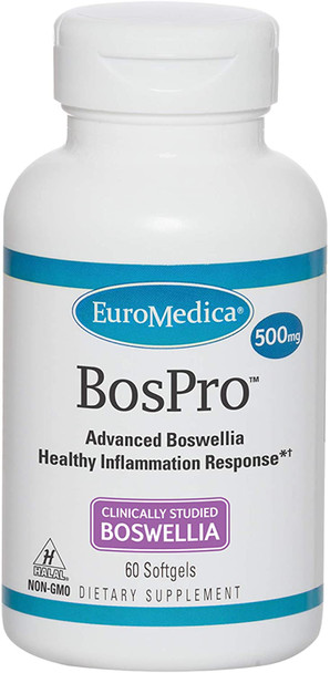 EuroMedica BosPro - 60 Softgels - Extra Strength Boswellia Supplement - Healthy Inflammation Response, Promotes Cellular Health - Non-Drowsy - 60 Servings
