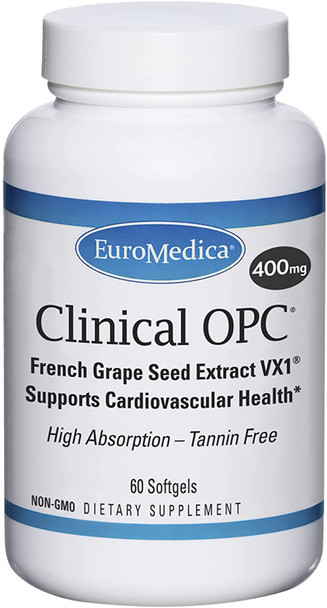 EuroMedica Clinical OPC - 60 Softgels - Tannin-Free Grape Seed Extract - Supports Cardiovascular Health - High Absorption - 60 Servings